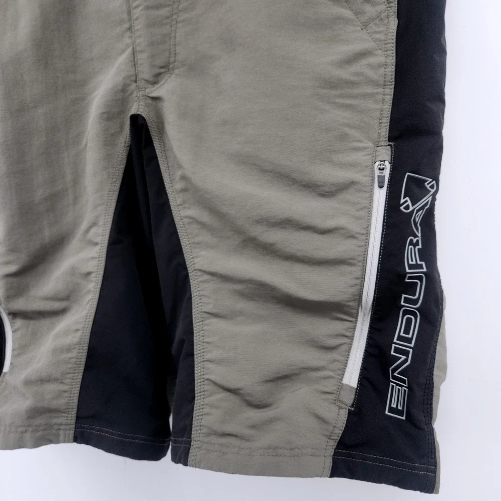 Endura Singletrack II Short Mens XL Olive Green Black Nylon MTB Cycling Shorts